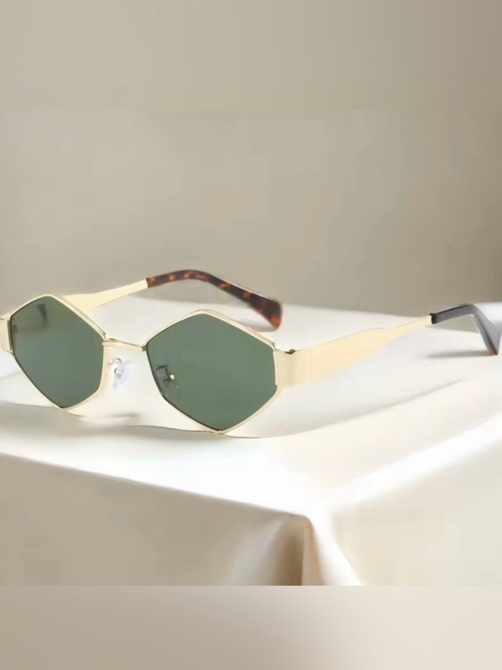 Macy's Gold Frame Sunglasses with Green Lenses